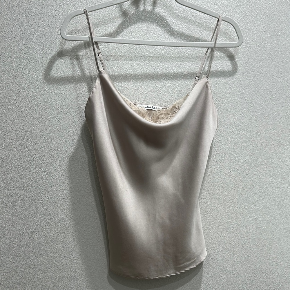 Abercrombie & Fitch Cream Satin Cowl Neck Camisole